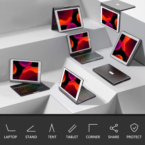 MMK 9.7" Case with Keyboard for iPad 5th Gen (A1822 A1823), iPad 6th Gen (A1954 A1893), iPad Air (A1474 A1475 A1476, A1566 A1567), iPad Pro (A1673 A1674 A1675) - Bluetooth, QWERTY, Backlit