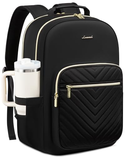 LOVEVOOK 15.6" Black Laptop Backpack - Classic Design - 4 Compartments - 16 Pockets - Water Resistant - Suitable for College/University