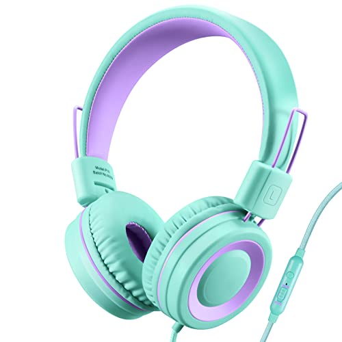 POWMEE P10 On-Ear Headphones 32 Ohms Active Noise Cancellation Wired Volume Control for Adults