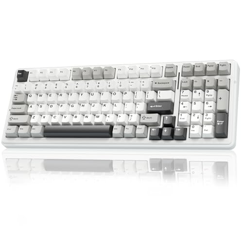 AULA F99 99-keys Wireless Mechanical Keyboard QWERTY 2.4GHz/BT5.0/USB-C Linear Switch, Black&Grey&White