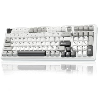 AULA F99 99-keys Wireless Mechanical Keyboard QWERTY 2.4GHz/BT5.0/USB-C Linear Switch, Black&Grey&White