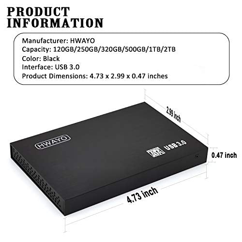 HWAYO 1TB 2.5'' External Portable Hard Drive USB 3.0