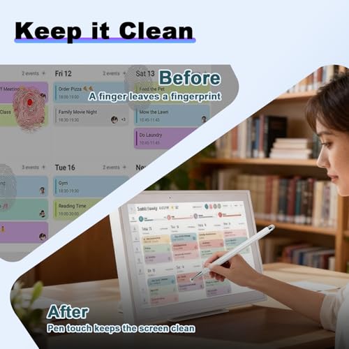 DOGAIN Stylus Pen and Mount Compatible with Digital Calendars and Tablets | Dual Tip Design | Magnetic Holder