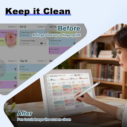 DOGAIN Stylus Pen and Mount Compatible with Digital Calendars and Tablets | Dual Tip Design | Magnetic Holder