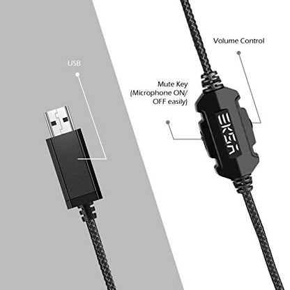EKSA E1000 USB Wired Headset 50mm Dynamic Driver 20Hz - 20kHz Over Ear Headphones