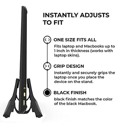 HumanCentric 401-1001-B Vertical Laptop Stand Adjustable Gripping Holder Tabletop