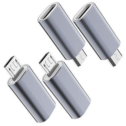 JXMOX USB Micro Adapter 4-Pack Micro USB Male to Type C Female