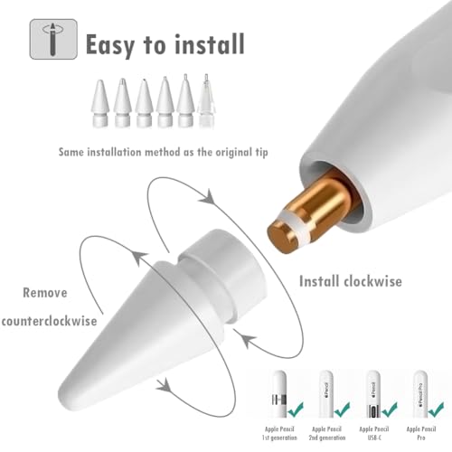 SIXFU 6 Pack Apple Pencil Tips Compatible with 1st, 2nd Generation and USB-C Devices