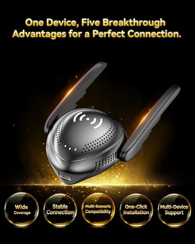Laredas WiFi Extender Detachable Antenna Ethernet Port Enterprise-Grade Security Access Point Mode 1-Tap Setup