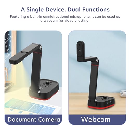 QOMO 4.3 Pounds QPC100W 3840 x 2160 Document Camera, Wi-Fi/HDMI/USB Connectivity, Black