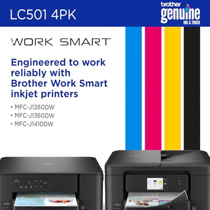 Brother LC5014PK Genuine Ink Cartridge Set - Standard Yield Black/Cyan/Magenta/Yellow - Compatible with MFC-J1260DW/MFC-J1360DW/MFC-J1410DW