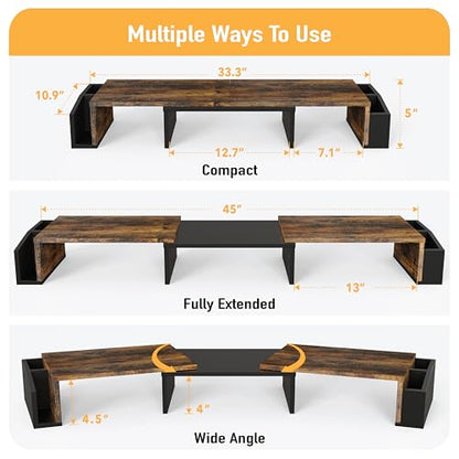 Simple Houseware 45.08 x 10.87 x 4.49 inches DO-09K-R Ergonomic Dual Monitor Stand with Drawer