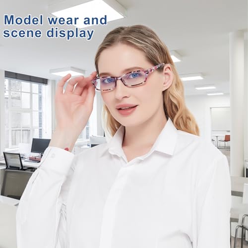VIDEBLA 5 Count Reading Glasses 54mm Lens Width Polycarbonate Adjustable Full Rim Floral Rectangular