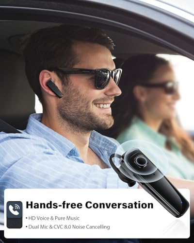 HiHiniu S525 Bluetooth 5.3 Single Ear Headset with 16 Hours Talk Time, Environmental Noise Cancellation and Dual Microphone