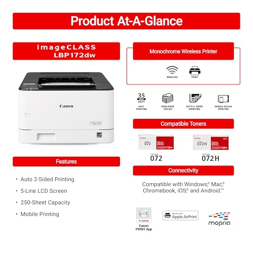 Canon 6353C004 17.2" x 10.9" x 18.4" 600 x 600 Monochrome Laser Printer