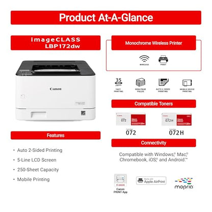 Canon 6353C004 17.2" x 10.9" x 18.4" 600 x 600 Monochrome Laser Printer