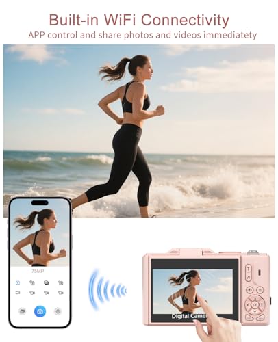FLATIC 5K WD08 Digital Camera, 75MP Resolution, MP4 Format, Compact Category