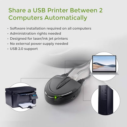 IOGEAR 2-Port USB 2.0 Automatic Printer Switch Model GUB231