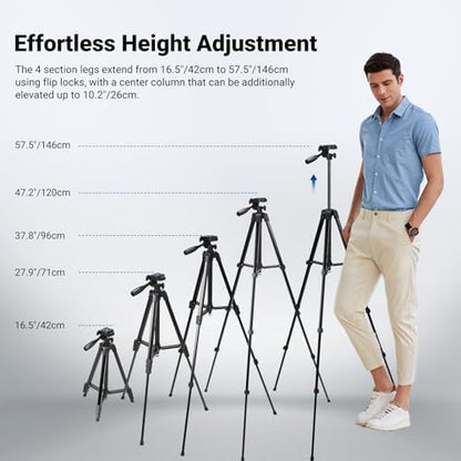 NEEWER 57.5 Inches TP53 Black Aluminum Tripod