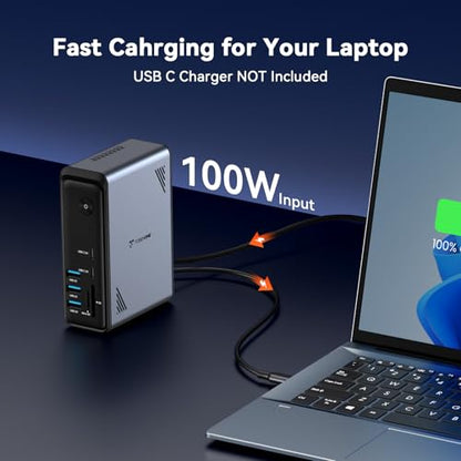TobenONE 18-in-1 USB-C Docking Station Triple 4K@60Hz 3 HDMI 9 USB Ports Gigabit Ethernet PD3.0