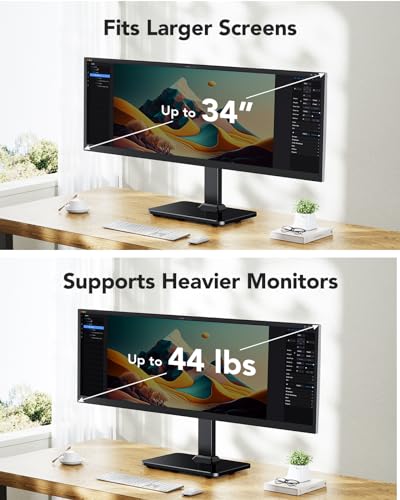 HUANUO 13-34 Inch HNTVS29 Tempered Glass Rotating Tilt Swivel Tabletop Mount