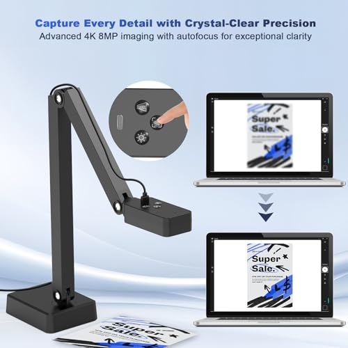 enjfeocy Document Camera EN-P08(03250) 4K 8MP USB
