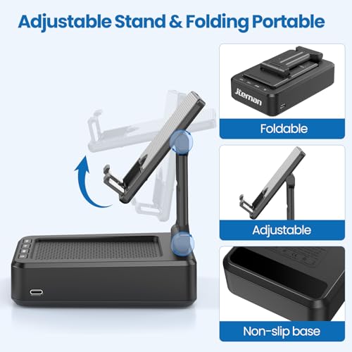 JTEMAN 5.35 in Foldable L9 Bluetooth Speaker & Phone Stand, Black