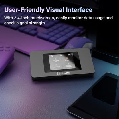 GlocalMe 4G LTE Portable WiFi Hotspot DuoTurbo Model Number: DuoTurbo, Dual Modem, 10 Device Connectivity, 1.1GB Data for 30 Days