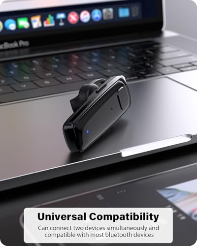 HiHiniu S525 Bluetooth 5.3 Single Ear Headset with 16 Hours Talk Time, Environmental Noise Cancellation and Dual Microphone