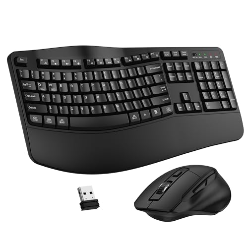 ULSOU Wireless Keyboard and Mouse Combo, Ergonomic Design, 2.4G Wireless, Black