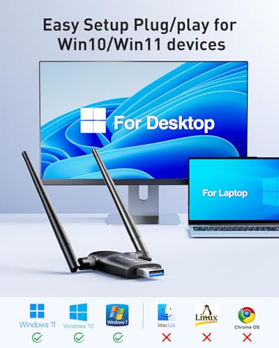 Nineplus Wireless USB WiFi Adapter 1300Mbps IEEE 802.11ac 2.6"L x 0.82"W x 0.39"H