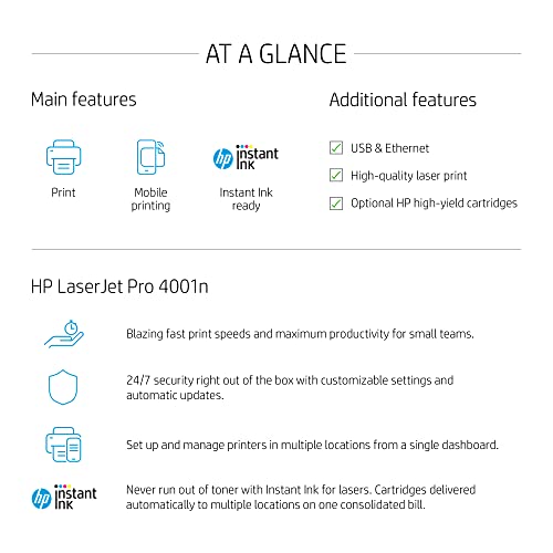 HP LaserJet Pro 4001n Monochrome Laser Printer 600 x 600 dpi 42 ppm AIO
