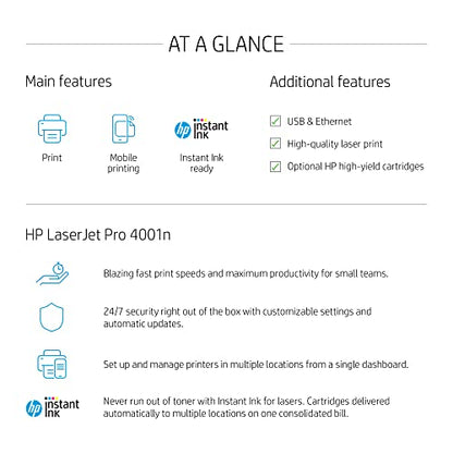 HP LaserJet Pro 4001n Monochrome Laser Printer 600 x 600 dpi 42 ppm AIO