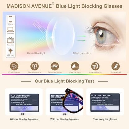 Madison Avenue Oversized UKAU-0003-T Anti Blue Light Glasses Adult 50mm Lens Width 45mm Lens Height 145mm Arm Length Full Rim Plastic Frame