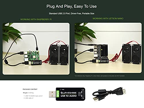 Waveshare USB Sound Card USB TO AUDIO Stereo 24 KHz External Audio Converter