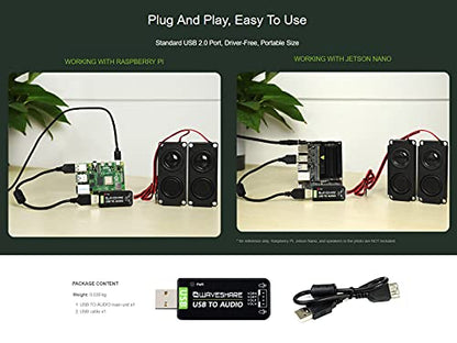 Waveshare USB Sound Card USB TO AUDIO Stereo 24 KHz External Audio Converter