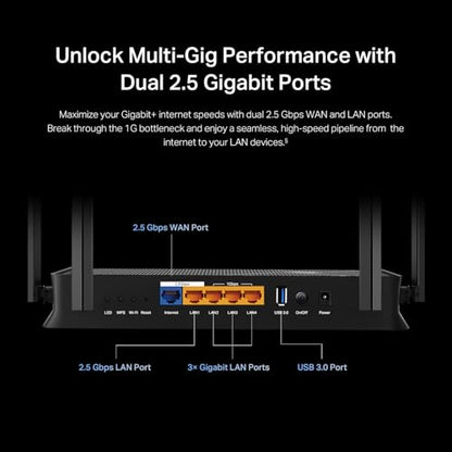 TP-Link Archer BE230 Dual-Band Wi-Fi 7 Router | 4 Antennas | 2882 Mbps | 5x Ports, USB | Ethernet, Wi-Fi | Home Networking