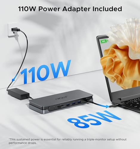 Acer 7.89in USB Docking Station with 110W PD and Triple Monitor Support