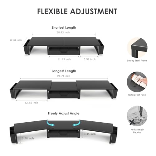 OPNICE 10x3.62x16.06 Inches Monitor Stand with Drawer and Two Pen Holders