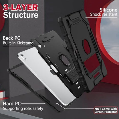 ZoneFoker 10.9"/11" iPad Case for A14/A16 2022/2025, Heavy Duty Coverage with Built-In Kickstand