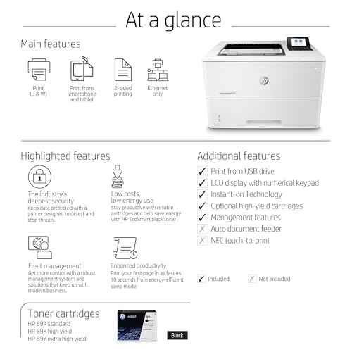HP LaserJet Enterprise M507dn Monochrome Printer 1200 dpi 45 ppm Laser