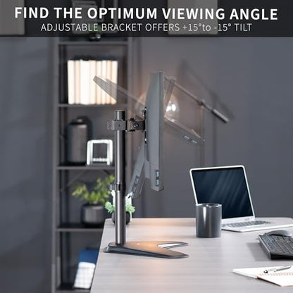 VIVO Height-Adjustable Single Monitor Desk Stand, Fits Monitors 13" to 38", VESA Compatible, Black, STAND-V001H