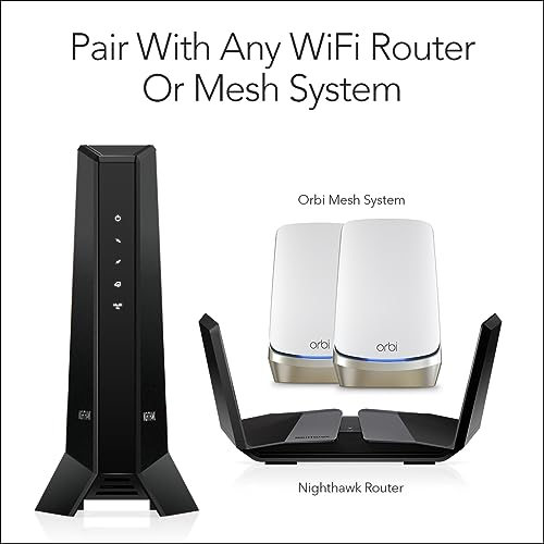 NETGEAR CM2000 Cable Modem DOCSIS 3.1 Ethernet Technology 2.5Gbps Max Data Rate 1 Ethernet Port Black