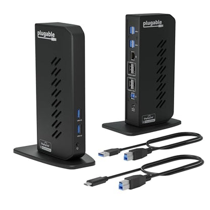 Plugable 5.31" x 2.76" x 7.48" UD-6950Z USB 3.0 Dual DisplayPort & HDMI Docking Station (2 x HDMI, 6 x USB Ports)