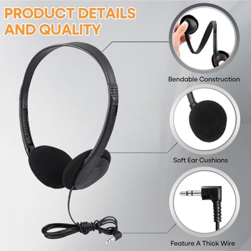 Wensdo On-Ear Headphones HY857, 3.5mm Jack, Wired, Black, Bulk Set of 12