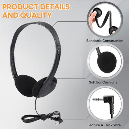 Wensdo On-Ear Headphones HY857, 3.5mm Jack, Wired, Black, Bulk Set of 12