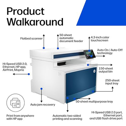 HP Laser Printer 4301fdn Color 600 x 600 DPI Auto Document Feeder Ethernet
