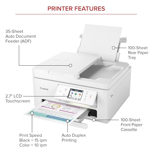 Canon PIXMA TR7820 8.5 x 11 inch Inkjet Printer 1200 x 1200 dpi Color