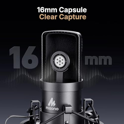 MAONO AU-A04 USB Microphone 192kHz/24Bit, Cardioid, Large Diaphragm, Plug and Play, Compatible with PC and Laptop