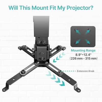 PEGZONE Wall Mount Projector Bracket 55470376-acec-4470-87f0-1673950968d1 Adjustable Bracket 44 lbs Black